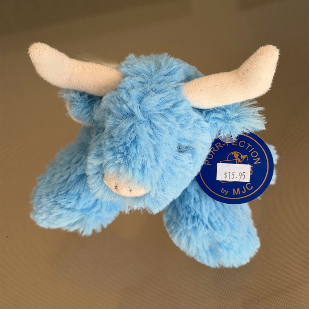PURRFECTION by MJC 8" Blue Bull Plush Stuffed Animal Toy NWT 90s Vintage